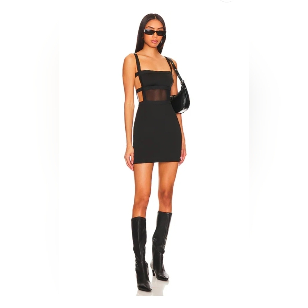 Superdown Camille Strappy Mini Dress in Black Small